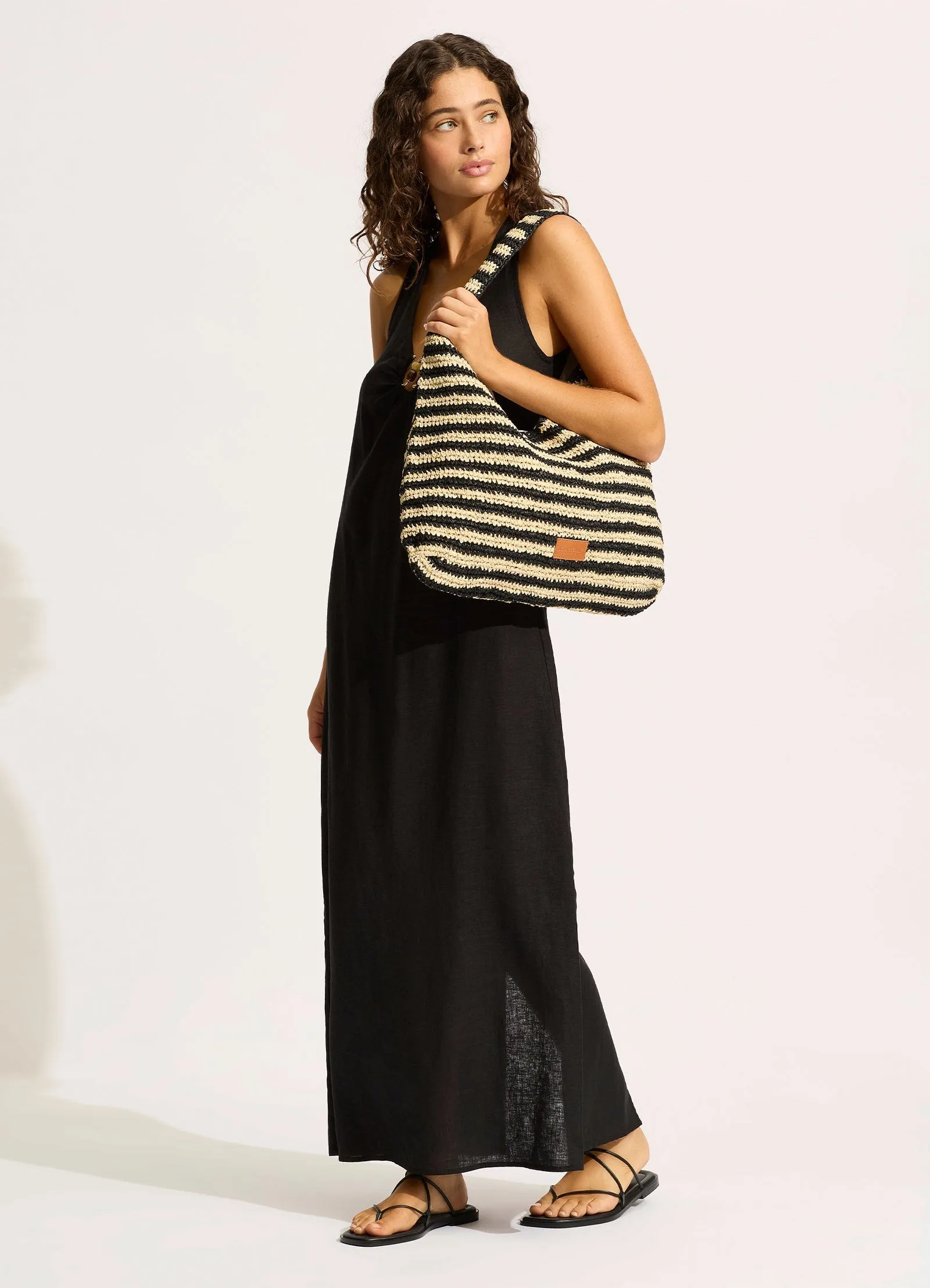 Raffia Stripe Tote Bag - Natural/Black sold by Seafolly product image thumbnail 2