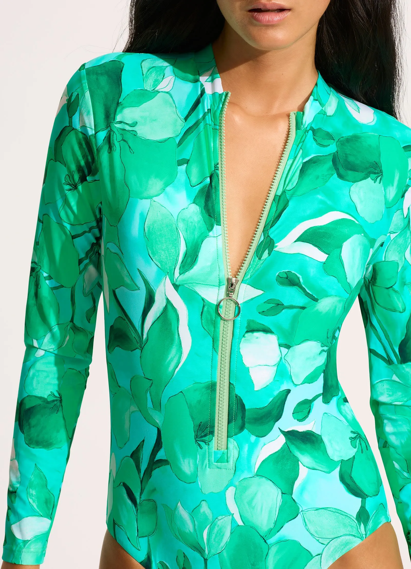 Secret Garden Zip Front Surf Suit - Jade sold by Seafolly product image thumbnail 4