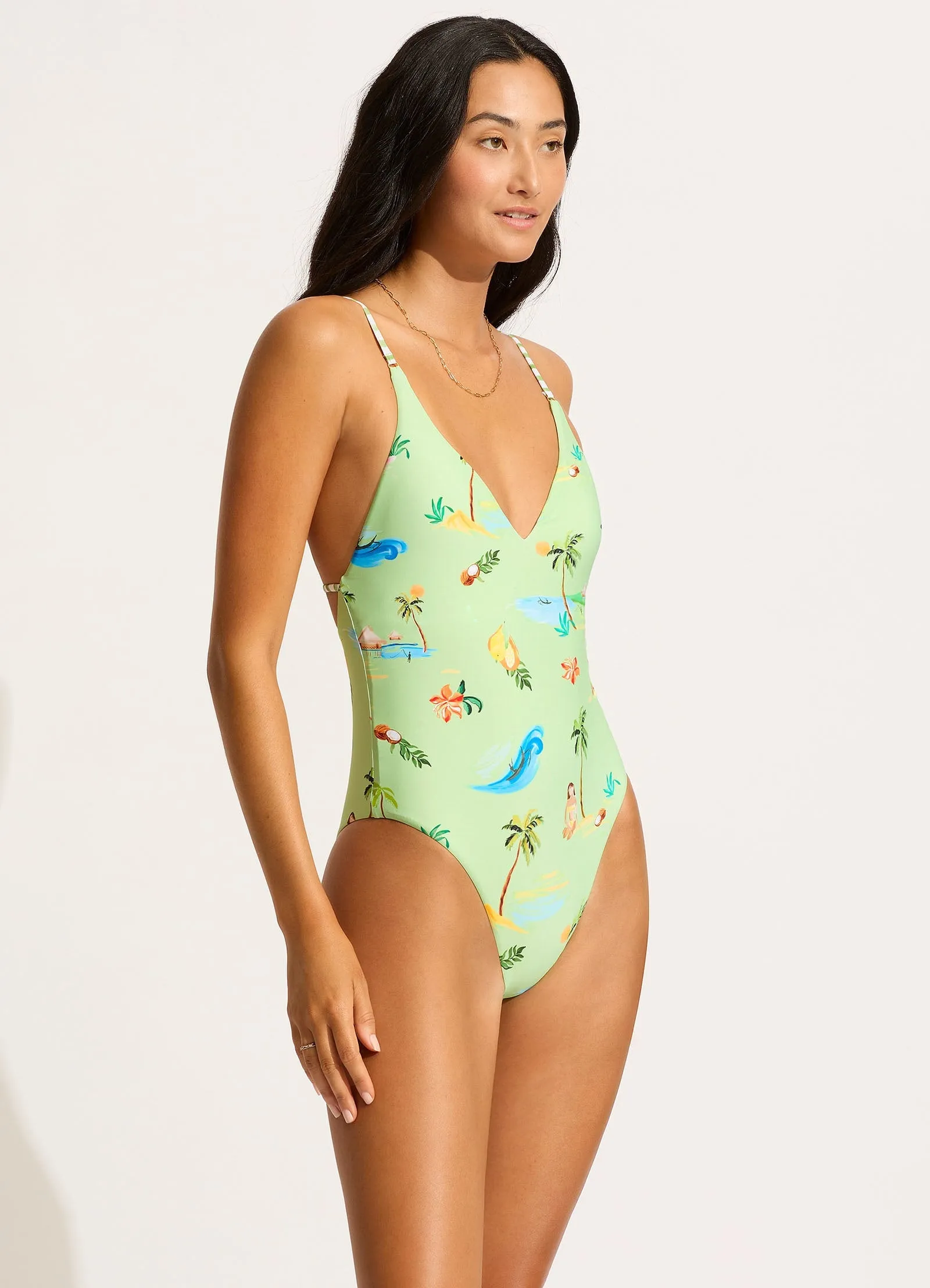 Isla Palm V Neck One Piece - Sage sold by Seafolly product image thumbnail 2