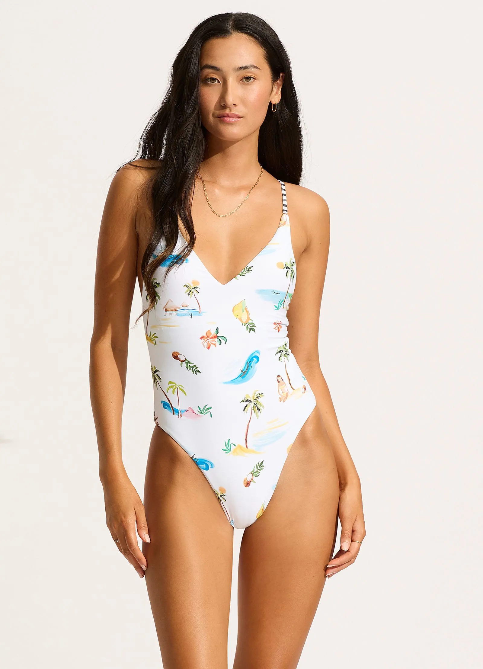 Isla Palm V Neck One Piece - White sold by Seafolly