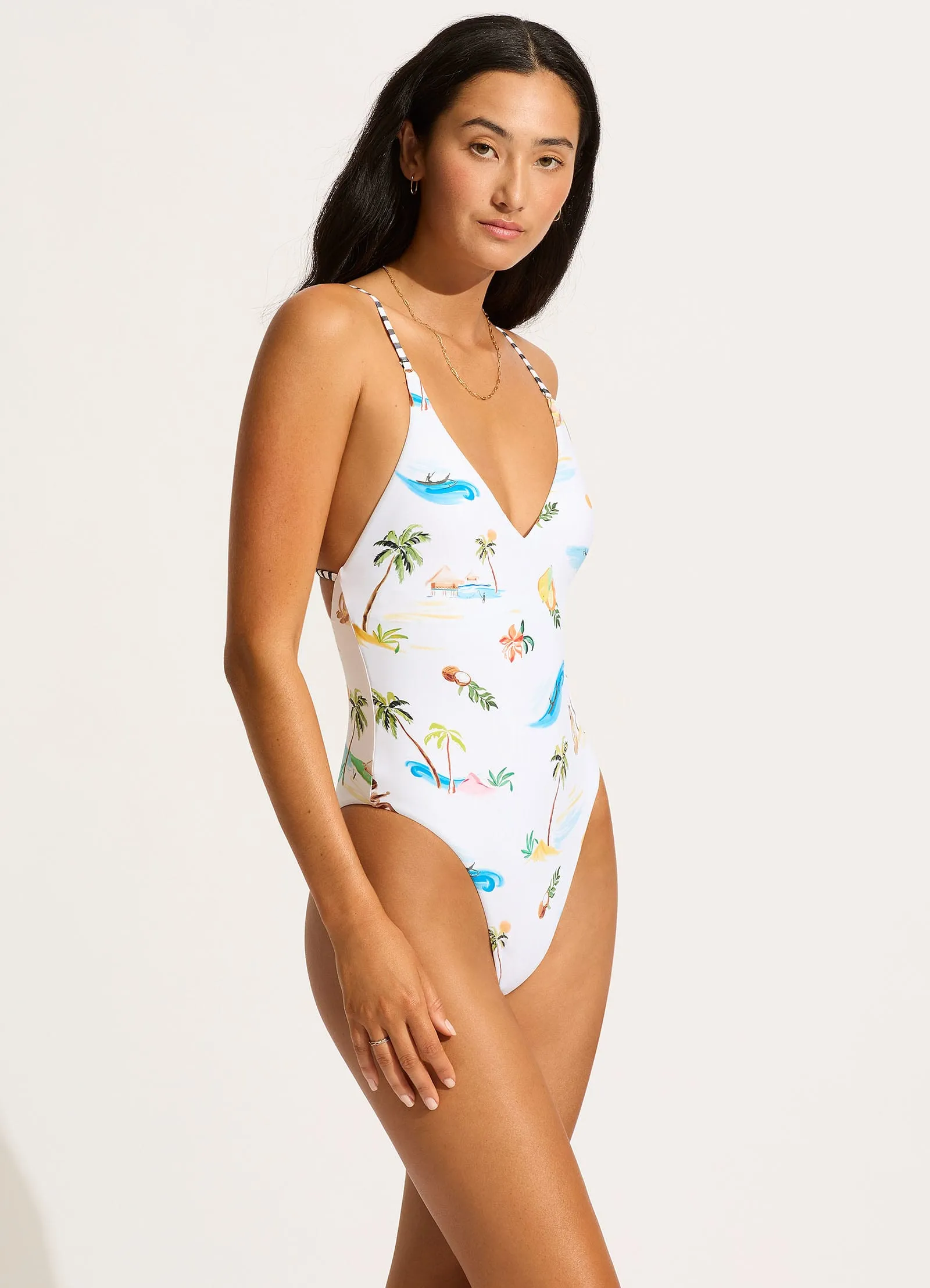Isla Palm V Neck One Piece - White sold by Seafolly product image thumbnail 2