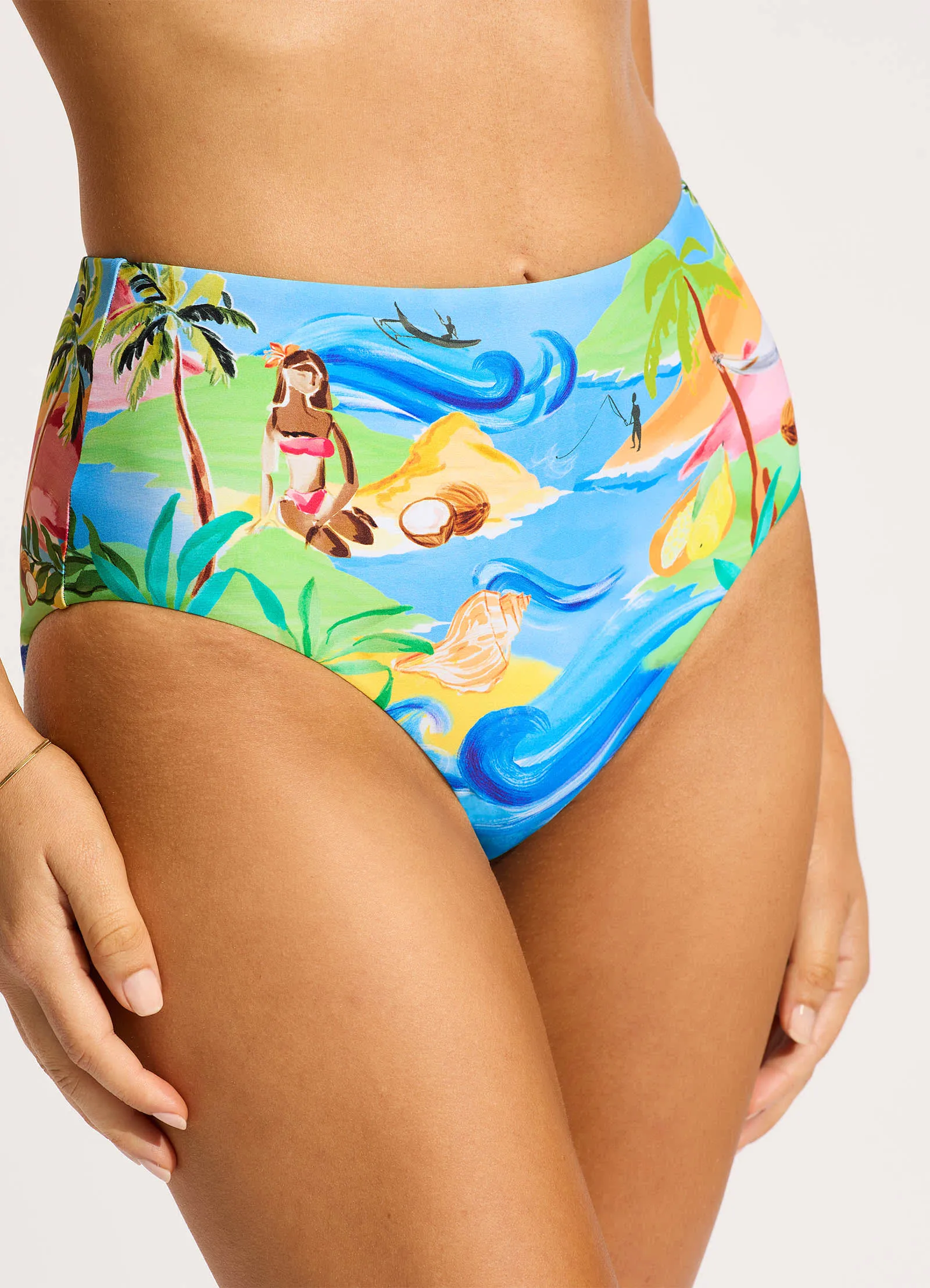 South Pacific High Waisted Bikini Bottom - Turquoise sold by Seafolly product image thumbnail 5