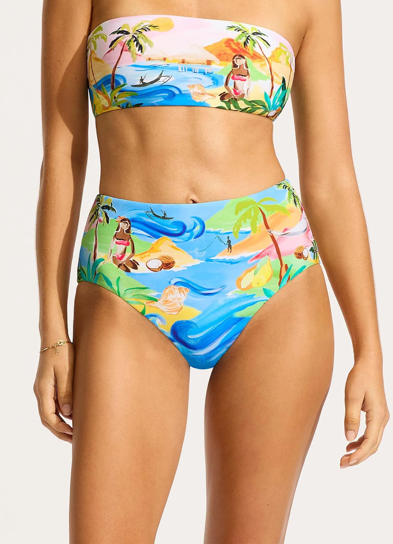 South Pacific High Waisted Bikini Bottom - Turquoise sold by Seafolly product image thumbnail 2