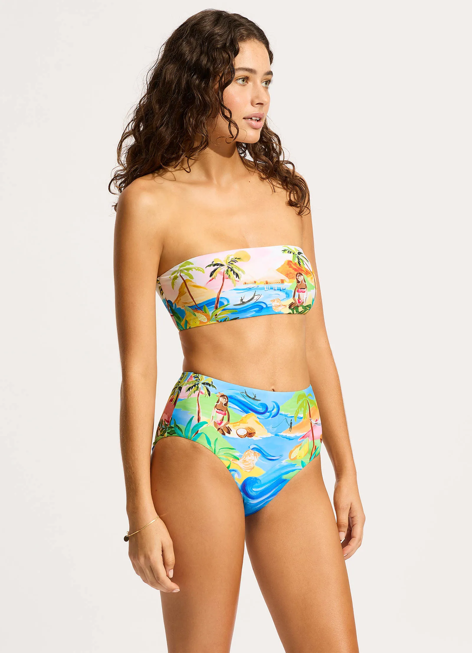 South Pacific High Waisted Bikini Bottom - Turquoise sold by Seafolly product image thumbnail 3
