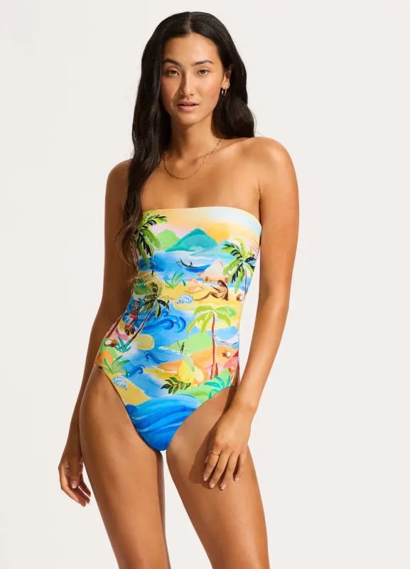 South Pacific Bandeau One Piece - Turquoise sold by Seafolly