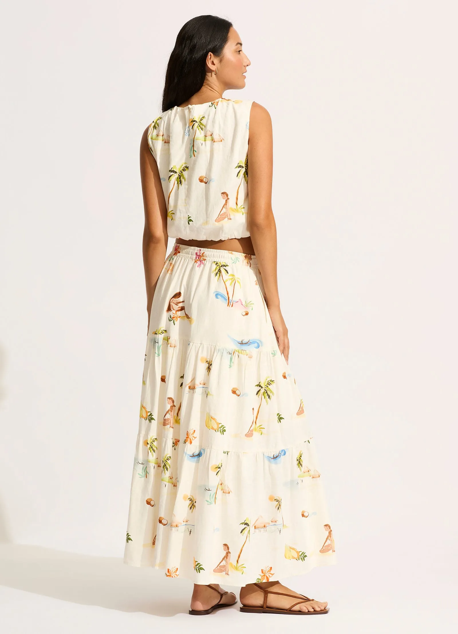 Isla Palm Tiered Maxi Skirt - Ecru sold by Seafolly product image thumbnail 4