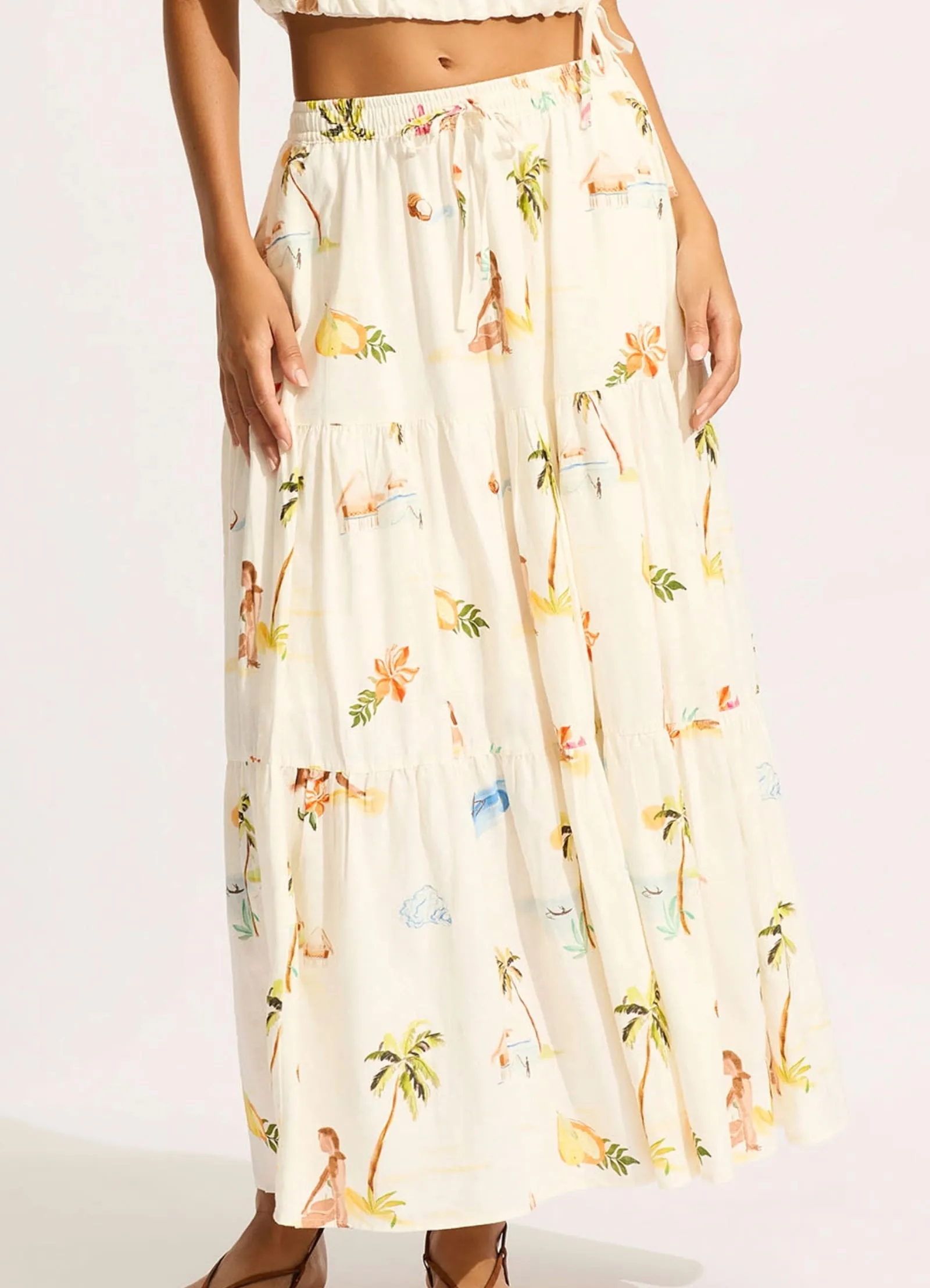 Isla Palm Tiered Maxi Skirt - Ecru sold by Seafolly product image thumbnail 2