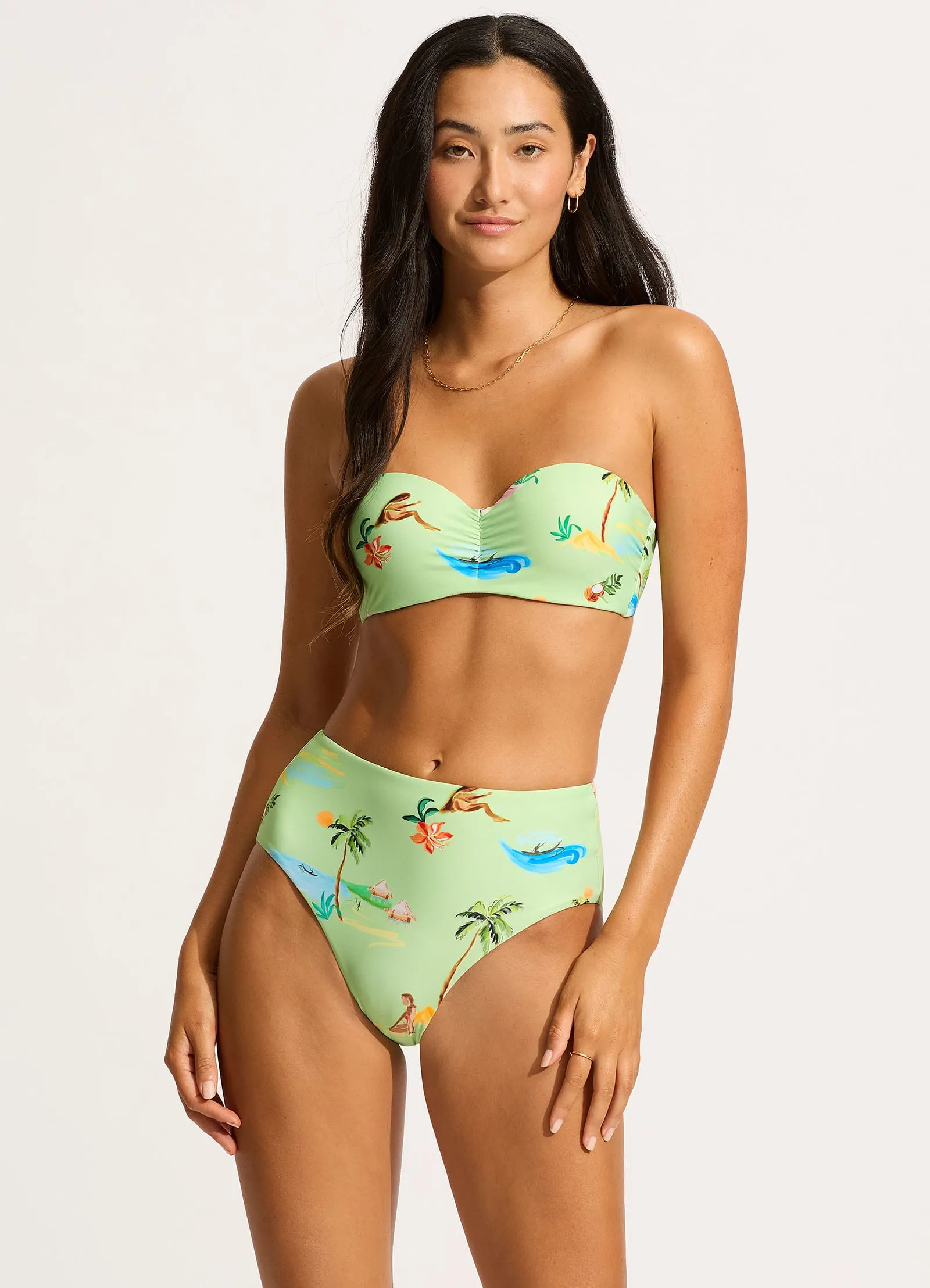 Isla Palm High Waisted Bikini Bottom - Sage sold by Seafolly