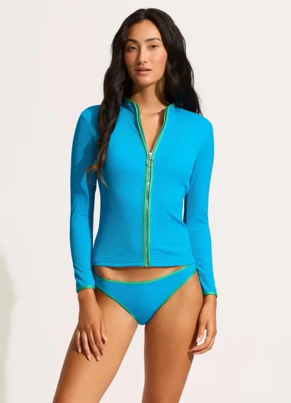 Beach Bound Long Sleeve Sunvest - Turquoise sold by Seafolly