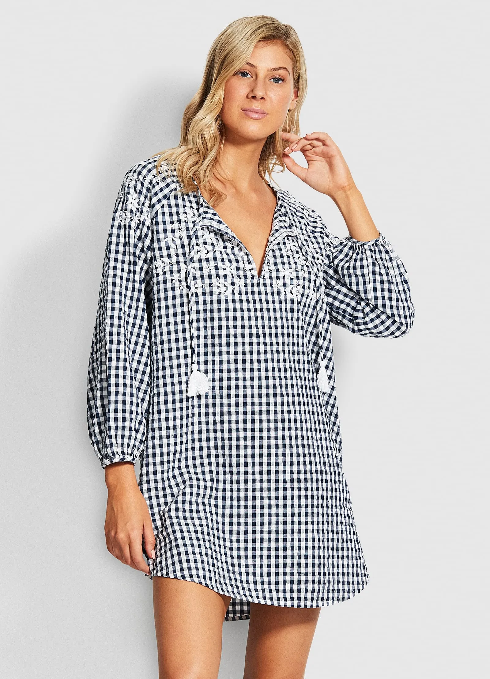 Ally Gingham Cover Up - Blue sold by Seafolly