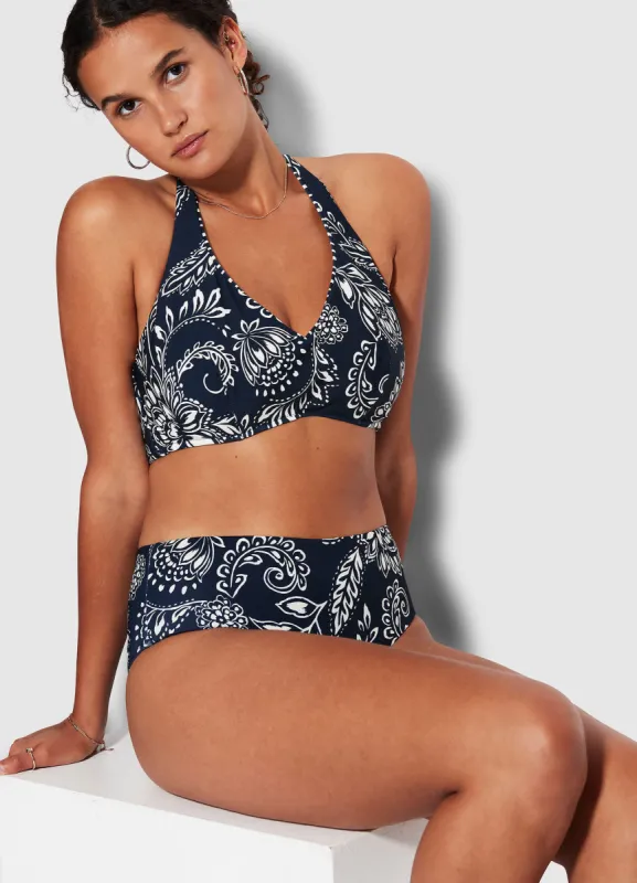 Folklore F Cup Halter Bra - True Navy sold by Seafolly