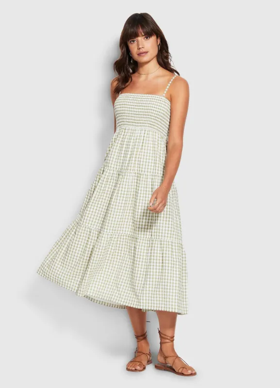 Gingham Shirring Dress - Thyme sold by Seafolly