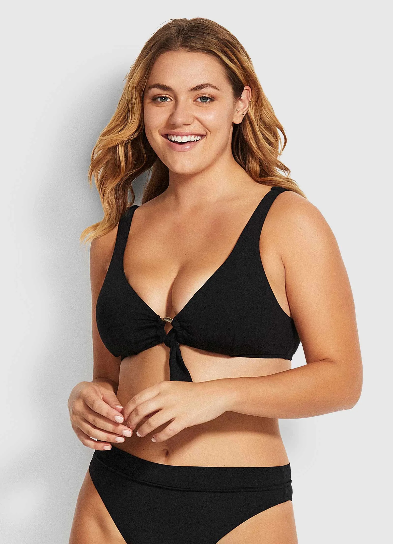 Active Ring Front Crop Bikini Top - Black sold by Seafolly