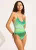 Spectrum Drawstring V Neck One Piece - Jade sold by Seafolly