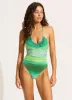 Spectrum Drawstring V Neck One Piece - Jade sold by Seafolly