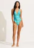 La Mer Cross Back One Piece - Aquatic Blue sold by Seafolly