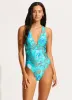 La Mer Cross Back One Piece - Aquatic Blue sold by Seafolly