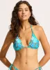 La Mer Longline Slide Triangle Bikini Top - Aquatic Blue sold by Seafolly