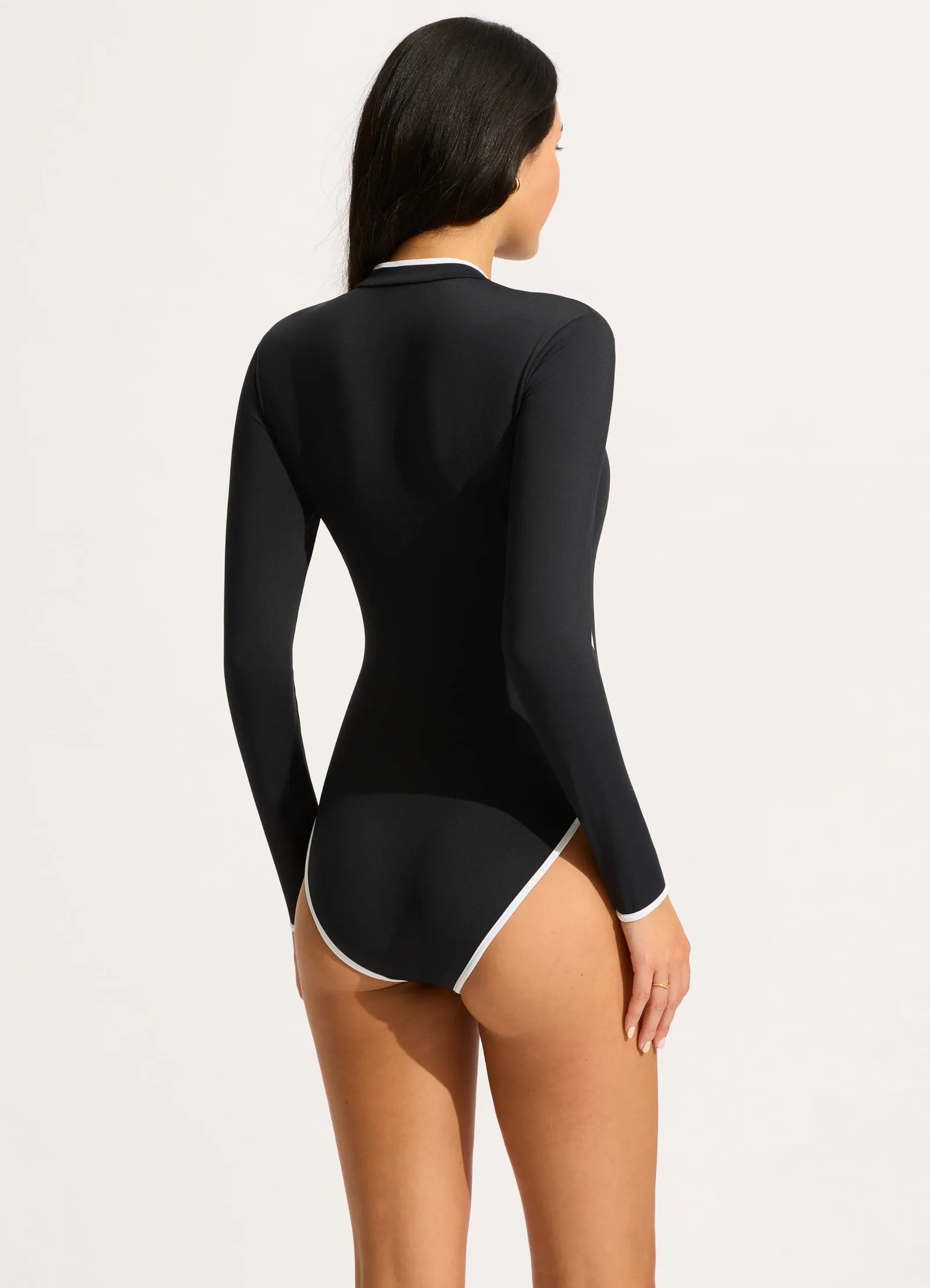 Seafolly Collective Long Sleeve Zip Front One Piece - Black sold by Seafolly product image thumbnail 3