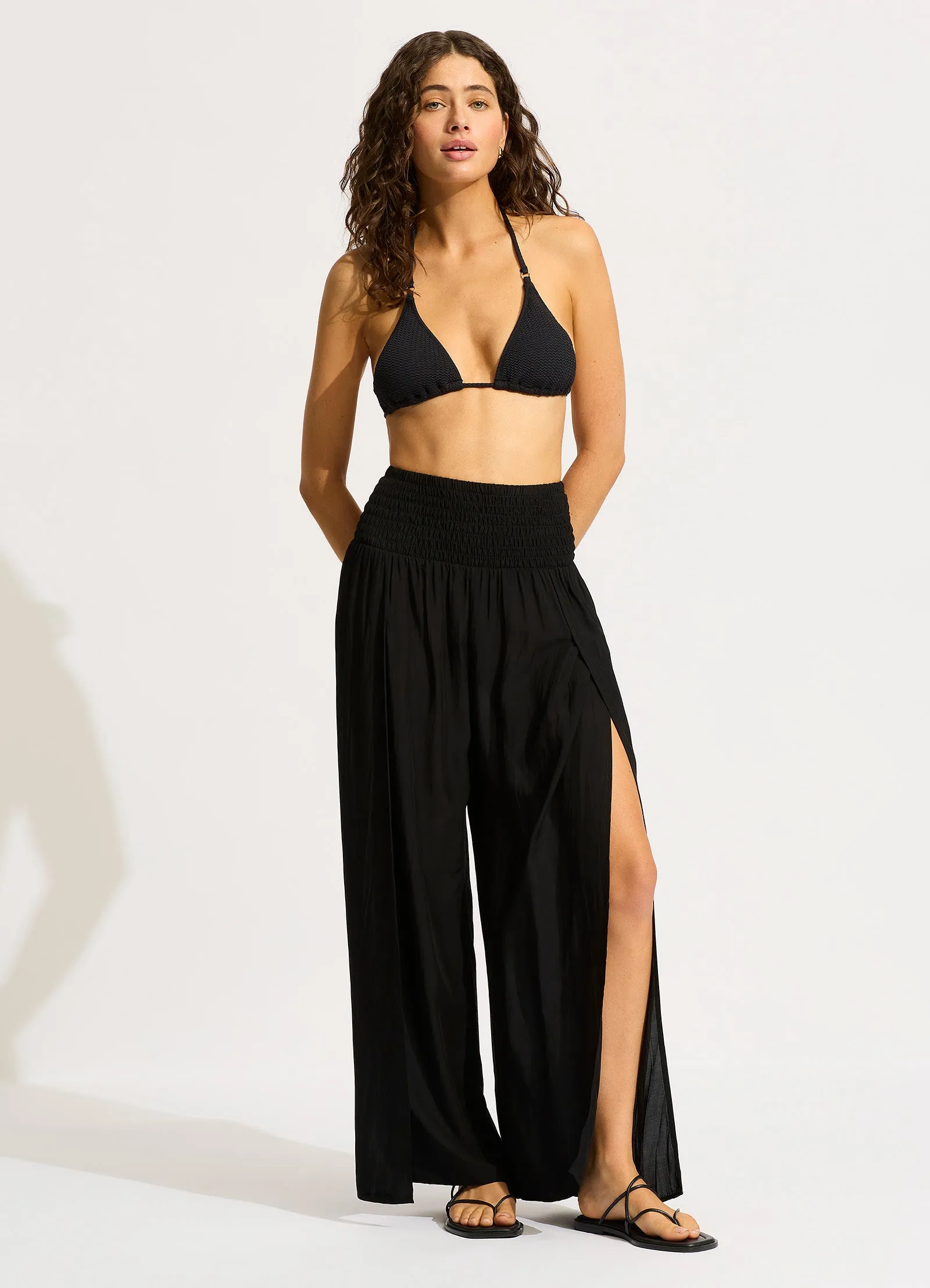 Shirred Waist Wrap Pant - Black sold by Seafolly