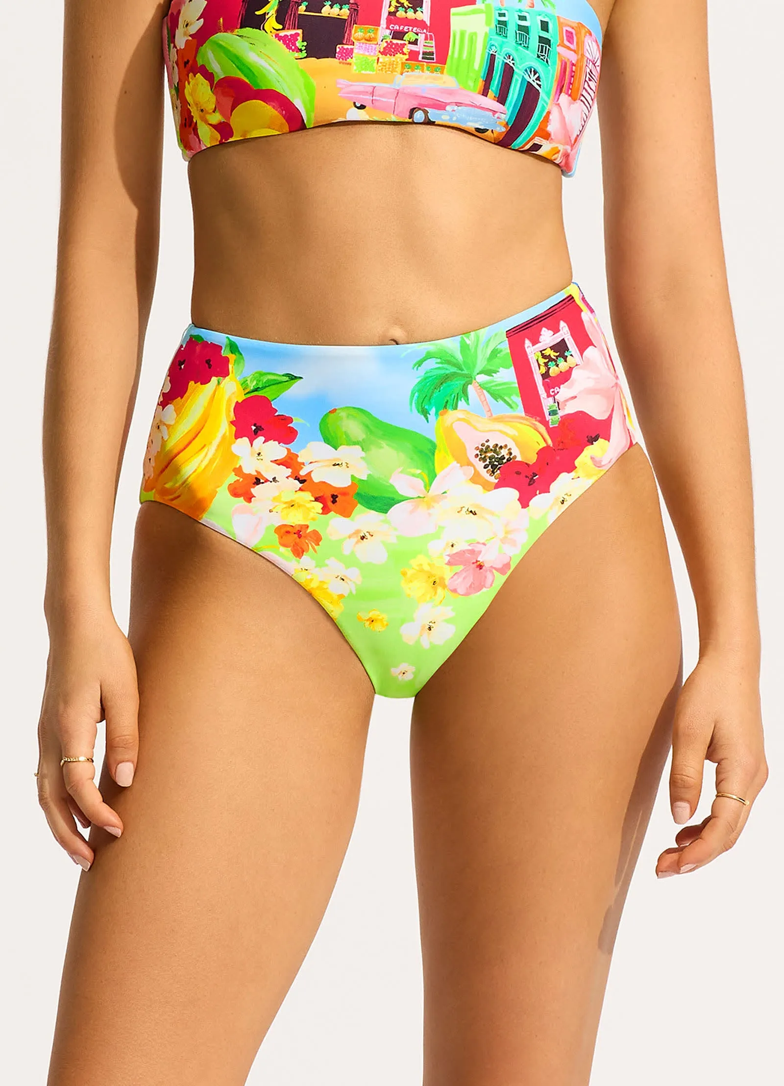 Cuba High Waisted Bikini Bottom - Turquoise sold by Seafolly product image thumbnail 2