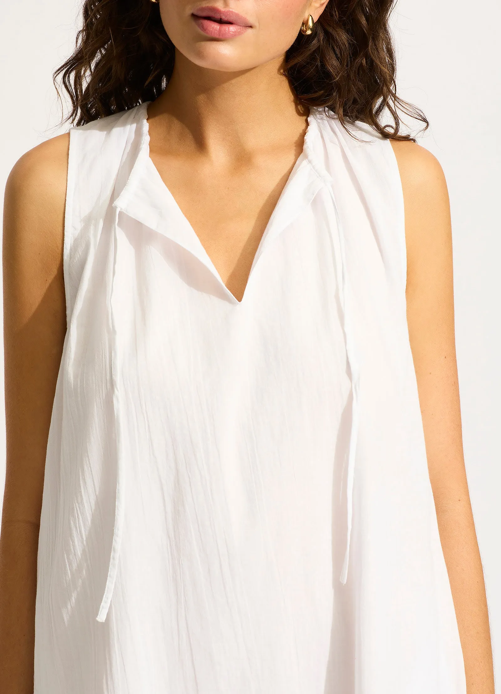 Gathered Neck Mini Dress - White sold by Seafolly product image thumbnail 4