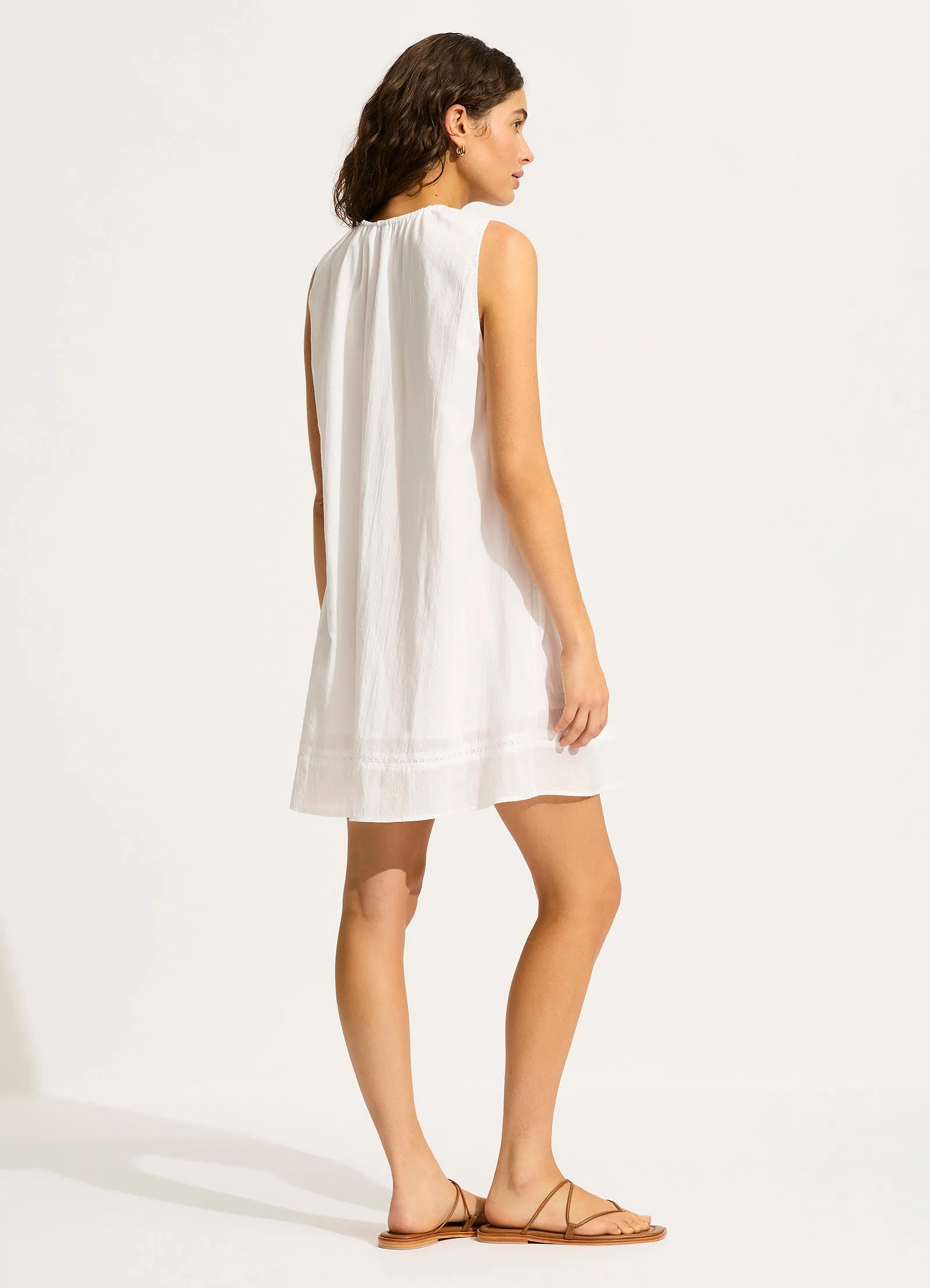 Gathered Neck Mini Dress - White sold by Seafolly product image thumbnail 3