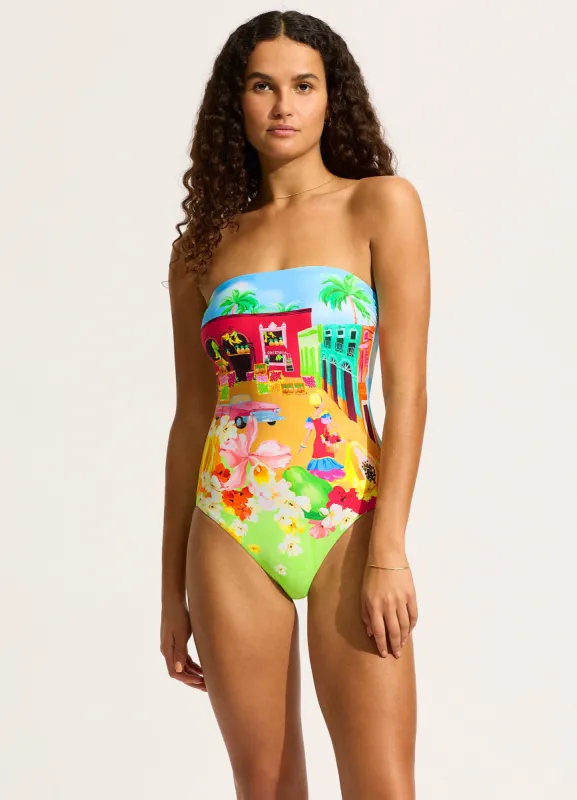 Cuba Bandeau One Piece - Turquoise sold by Seafolly