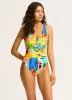 Cuba Deep V Neck One Piece - Turquoise sold by Seafolly