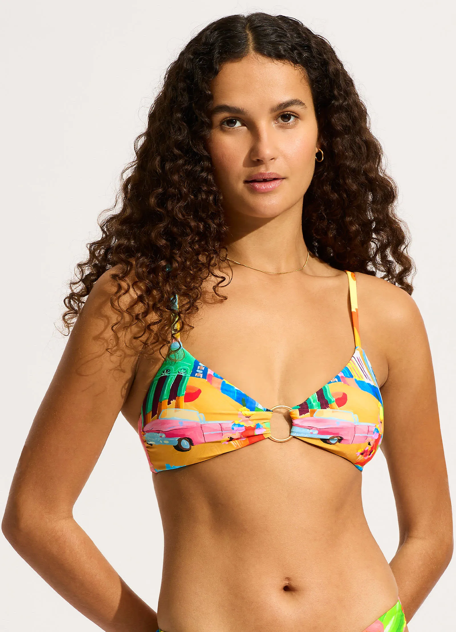 Cuba Ring Front Triangle Bikini Top - Turquoise sold by Seafolly product image thumbnail 2