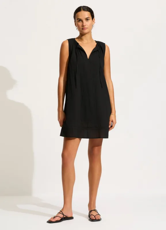 Gathered Neck Mini Dress - Black sold by Seafolly