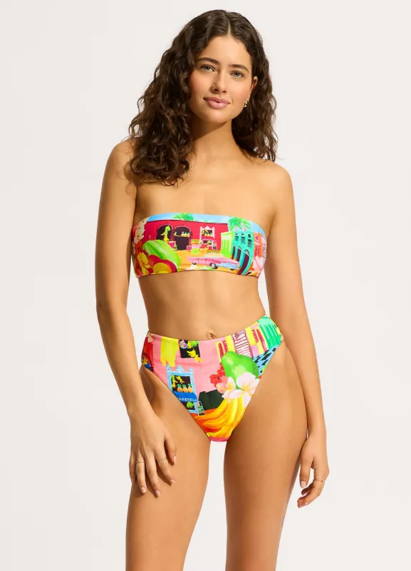 Cuba High Rise Bikini Bottom - Turquoise sold by Seafolly