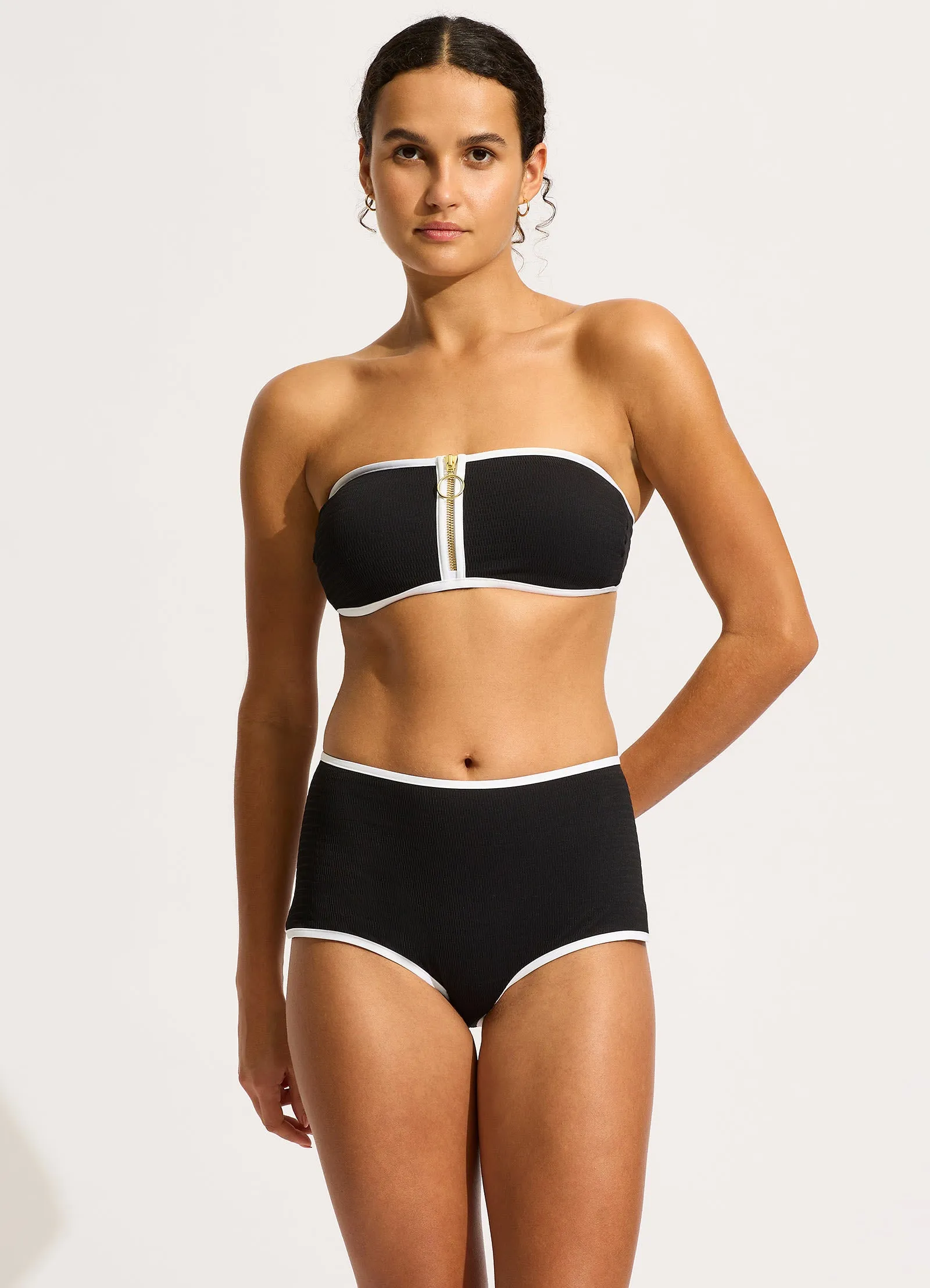 Beach Bound Boyleg Bikini Bottom - Black sold by Seafolly