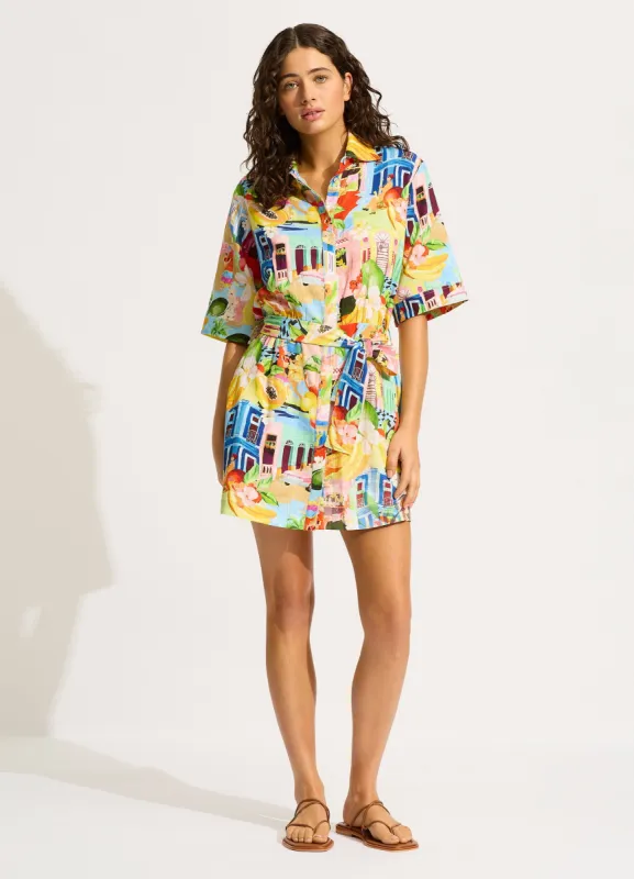 Cuba Mini Shirt Dress - Turquoise sold by Seafolly