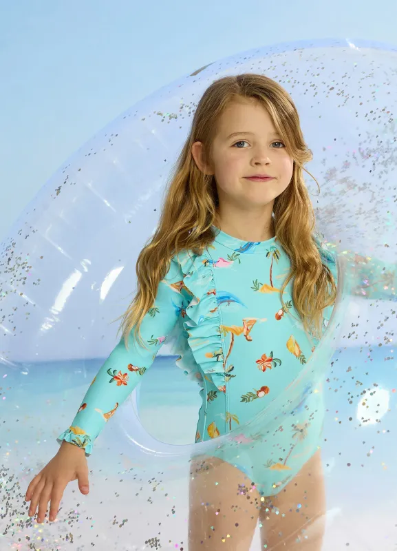 Isla Palm Frill Paddlesuit - Isla Palm Blue sold by Seafolly