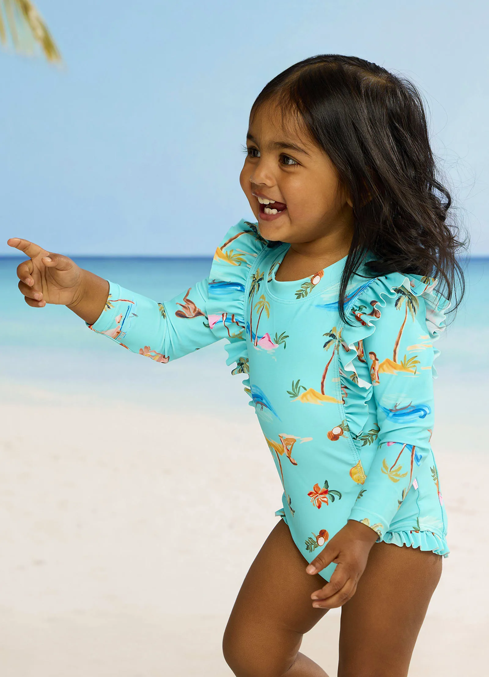 Isla Palm Frill Sunsuit - Isla Palm Blue sold by Seafolly