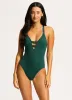 Seafolly Collective Deep V One Piece - Evergreen sold by Seafolly