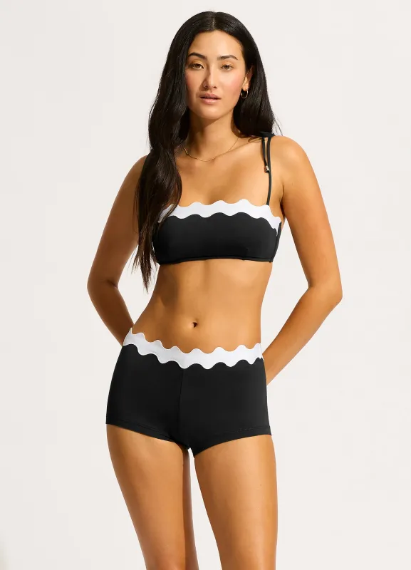 Gia Ric Rac Bustier Bandeau Bikini Top - Black sold by Seafolly