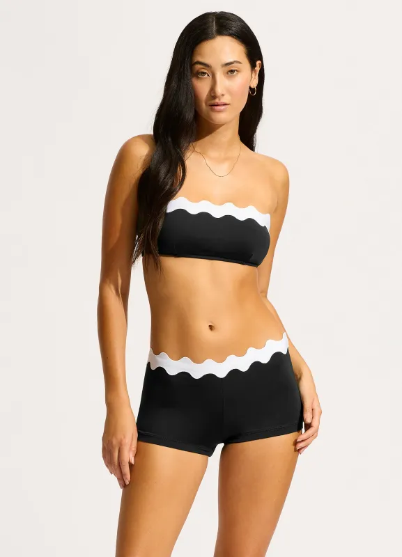 Gia Ric Rac Boyleg Bikini Bottom - Black sold by Seafolly