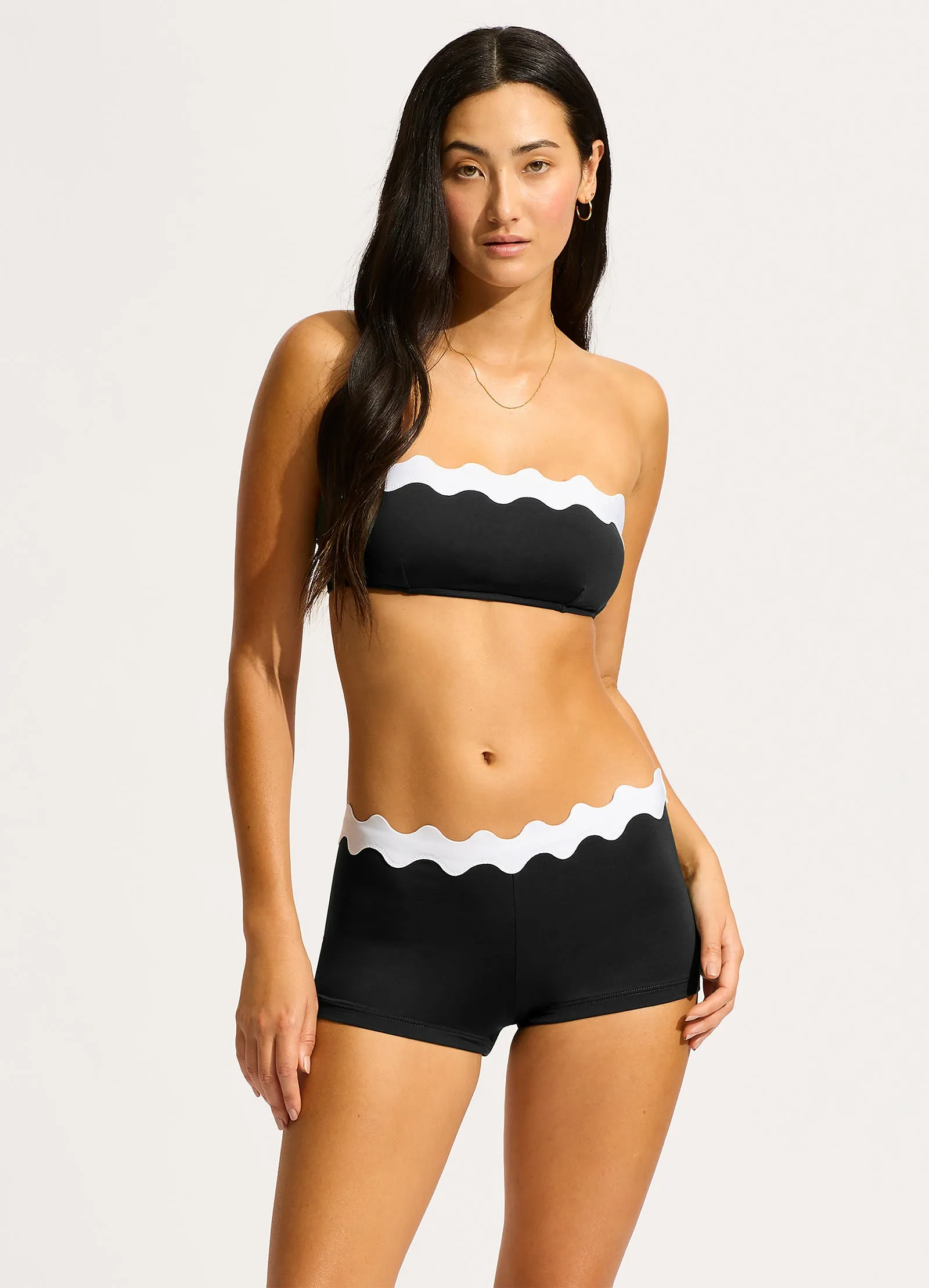 Gia Ric Rac Boyleg Bikini Bottom - Black sold by Seafolly