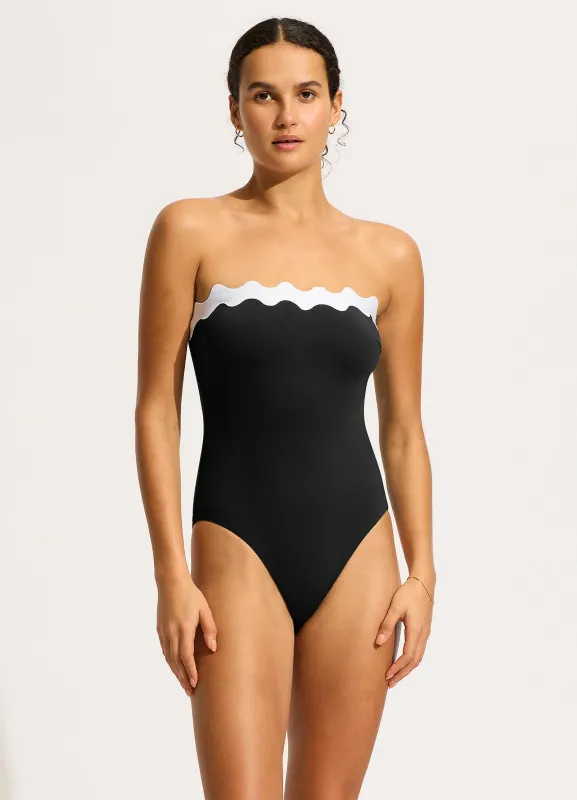 Gia Ric Rac Bandeau One Piece  - Black sold by Seafolly
