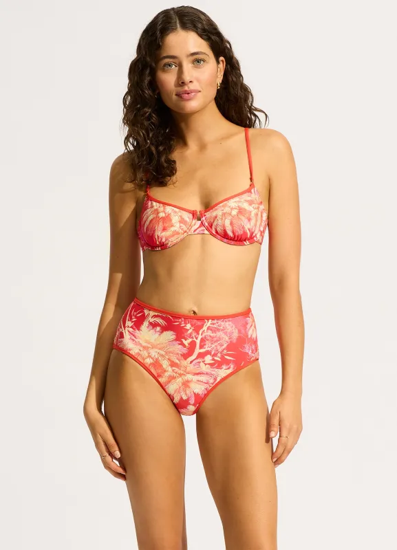 Marbella High Waisted Bikini Bottom - Flame sold by Seafolly