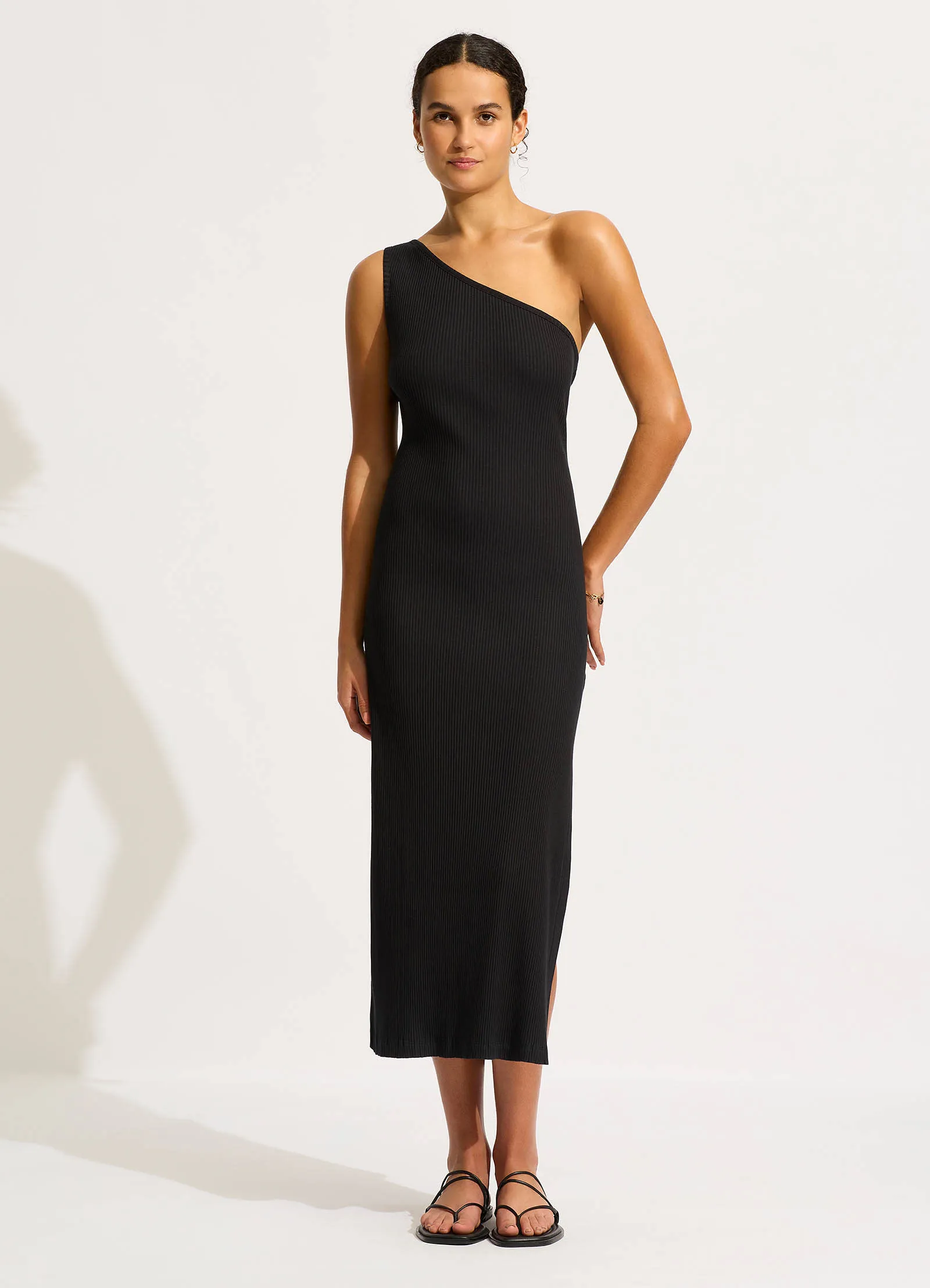 Jersey Rib One Shoulder Dress - Black sold by Seafolly