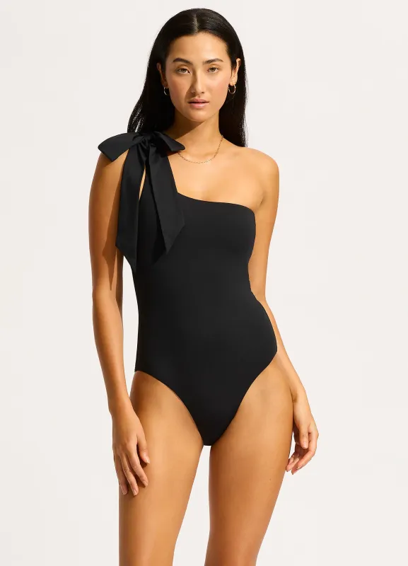 Beau One Shoulder One Piece - Black sold by Seafolly