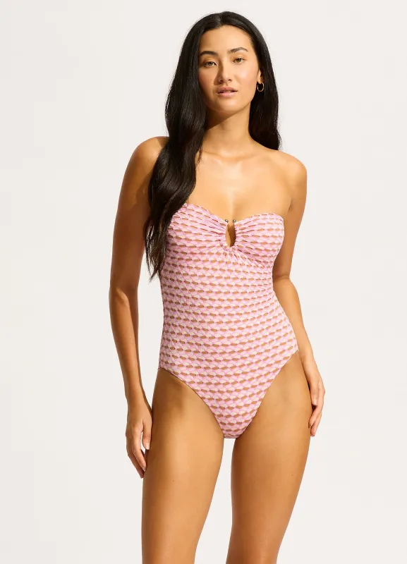 Mala Ring Front Bandeau One Piece - Blossom sold by Seafolly