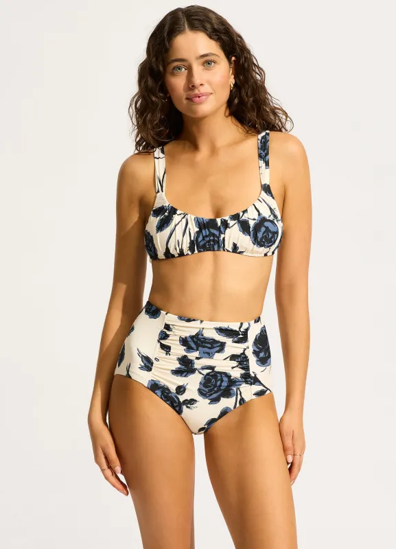 Rococo Ruched Bikini Bralette - Black sold by Seafolly
