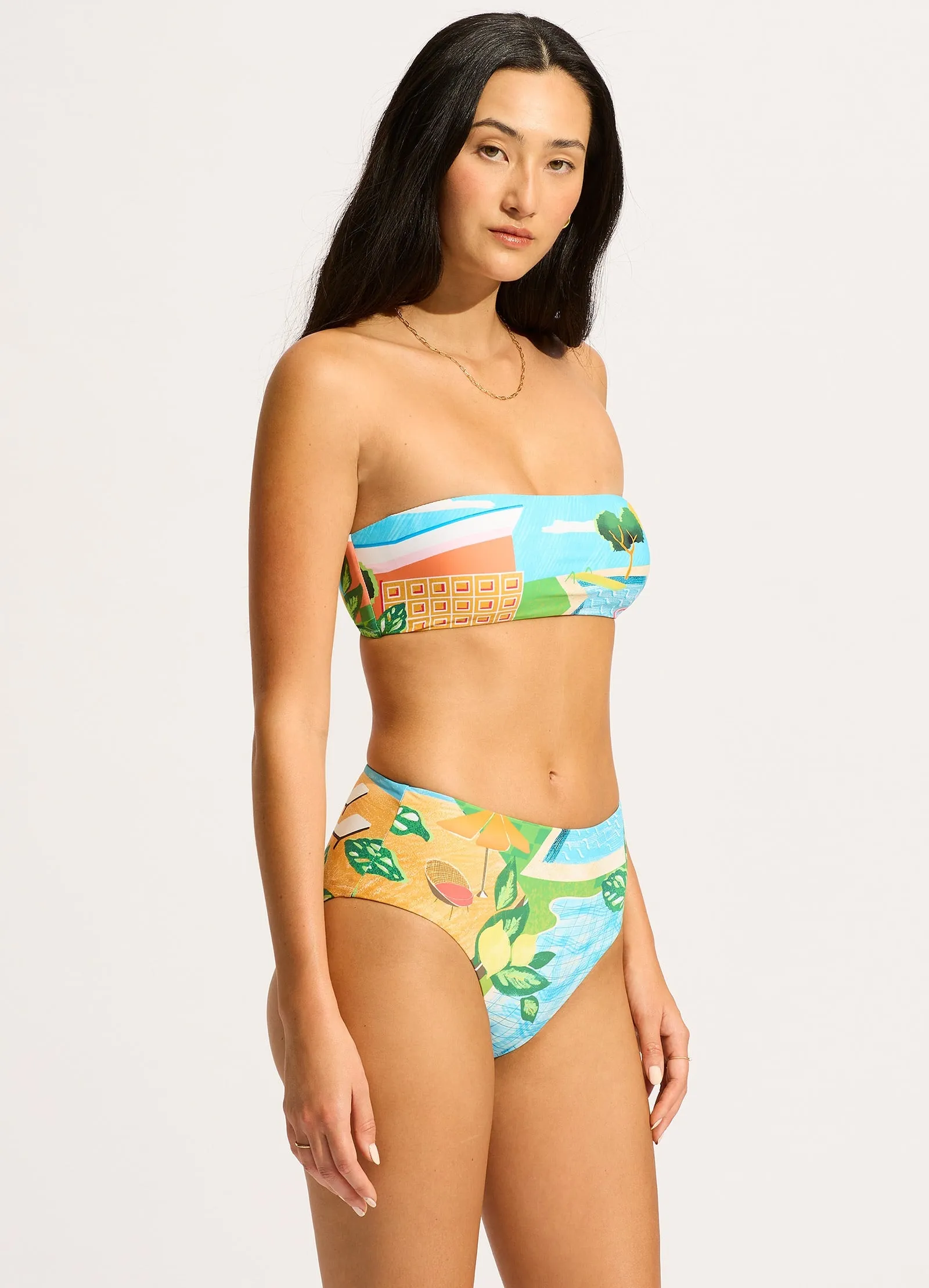 Sunset High Waisted Bikini Bottom - Turquoise sold by Seafolly product image thumbnail 3