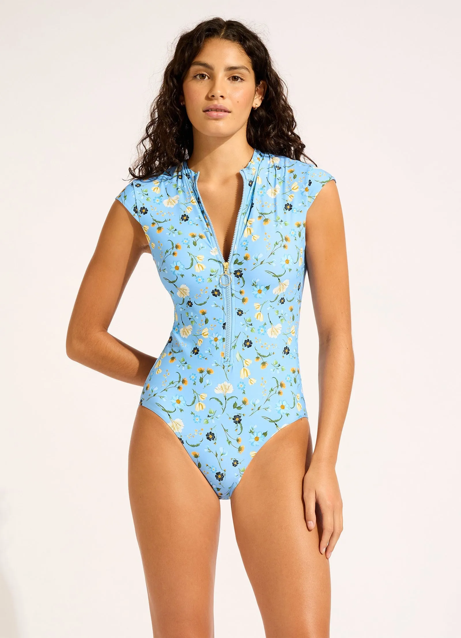 Modern Romance Zip Front One Piece Swimsuit sold by Seafolly