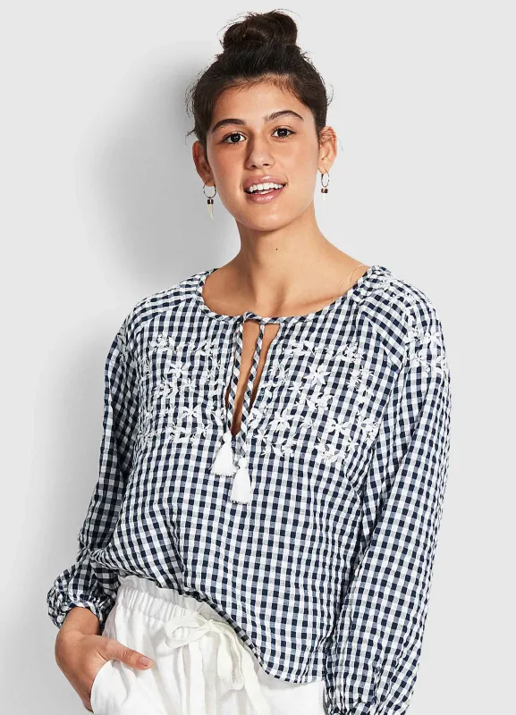 Ally Gingham Top - Blue sold by Seafolly