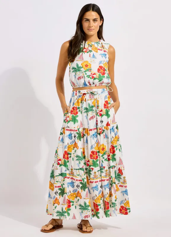 Viva Vacation Tiered Maxi Skirt made by Seafolly